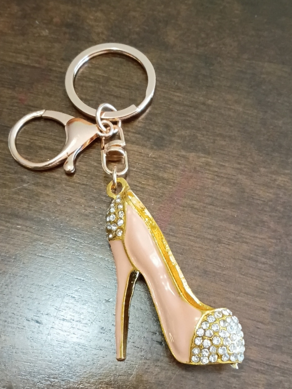 Women’s Pink Crystal High Heel Keychain Accessory